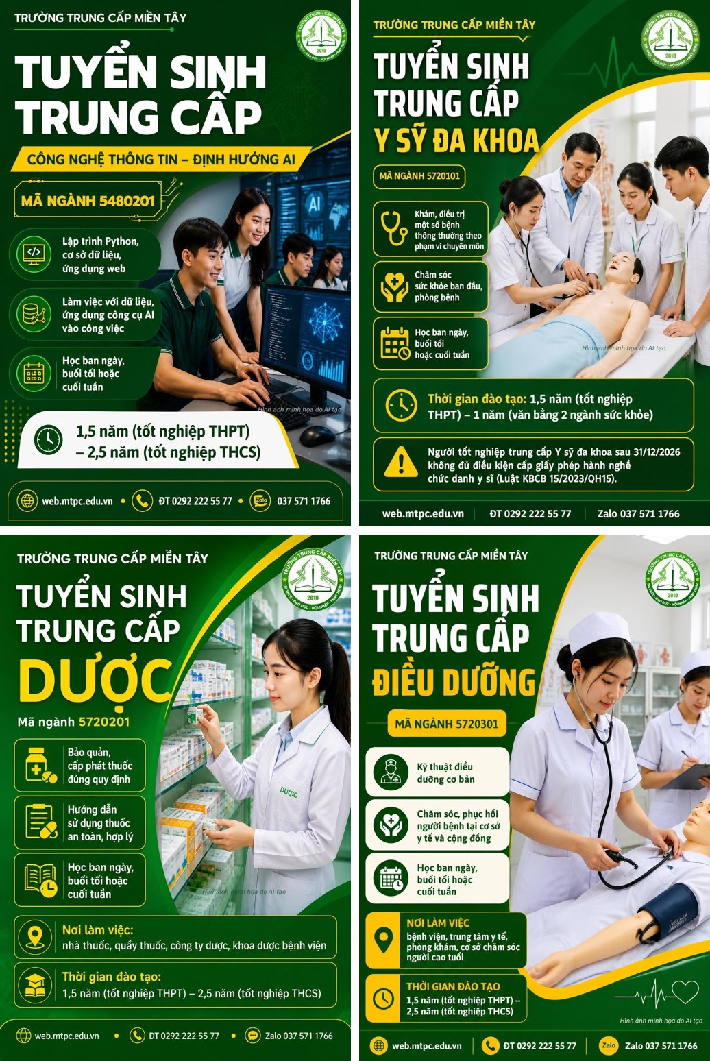 Tuyển sinh trung cấp 2026 – 4 ngành